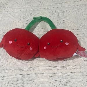 Hug Me Plush Food 15 in Large Red Cherries Holding Hands